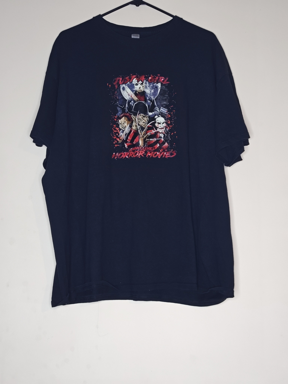Gildan Black Just A Girl Who Loves Horror Movies Graphic Tee 2XL